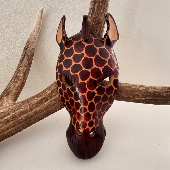 Unbranded Other - Hand Crafted Kenyan Wooden Giraffe Mask Wall Hanging African Art Decor 8.5"